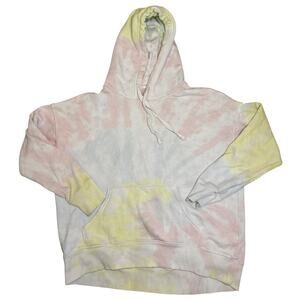 Aerie Women’s XS Tie-Dye Hoodie - Pink, Blue, Yellow, White Pullover Oversized